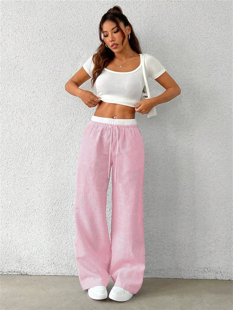 Pantalon Large Rayé | Léger & Stylé | Confort Sans Effort