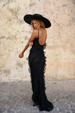 Robe Longue à Volants | Silhouette Élégante | Tenue de Soirée Inoubliable
