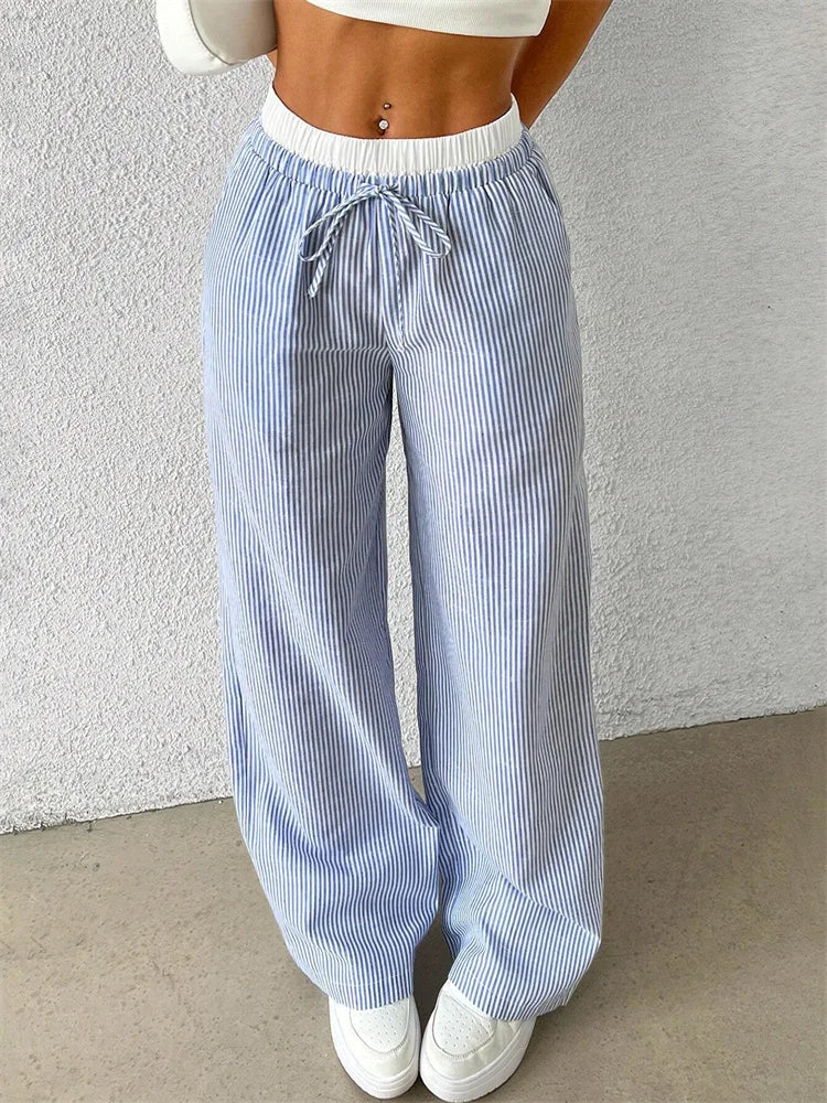 Pantalon Large Rayé | Léger & Stylé | Confort Sans Effort