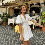 Robe Courte Bouffante Brodée | Légère & Élégante | Incontournable Estival