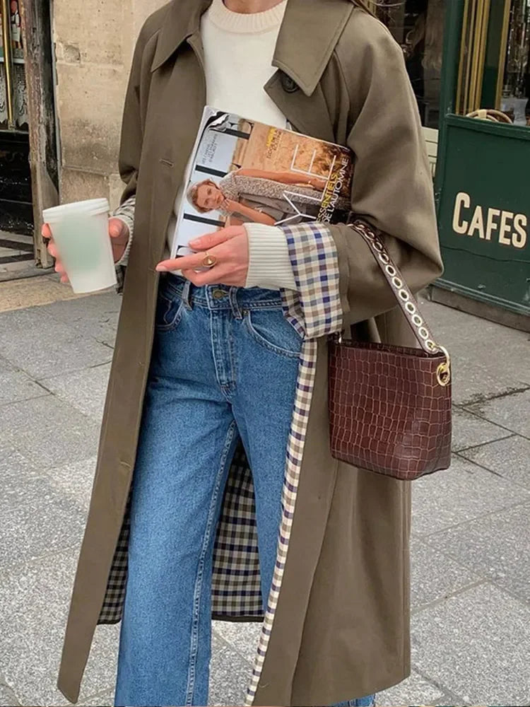 Trench Doublé à Carreaux | Esprit Parisien | Intemporel & Chic Décontracté