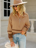 Pull zippé décontracté | Maille douce | Détail contrastant | Style quotidien