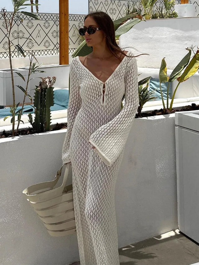 Robe Longue en Crochet | Élégance Bohème | Glamour Sans Effort