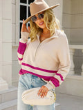 Pull zippé décontracté | Maille douce | Détail contrastant | Style quotidien