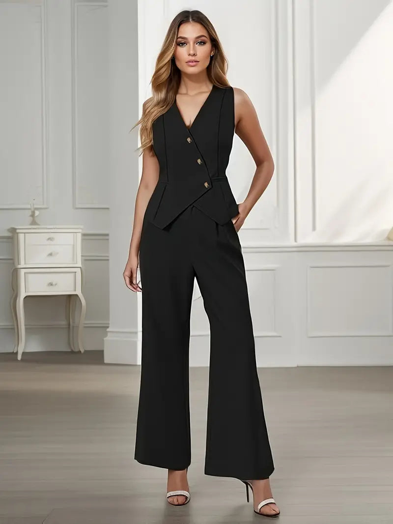 Ensemble Tailleur Gilet Pantalon | Coupe Épurée | Chic Sans Effort