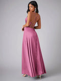 Robe de Soirée en Satin | Décolleté Drapé | Élégance avec Fente Haute