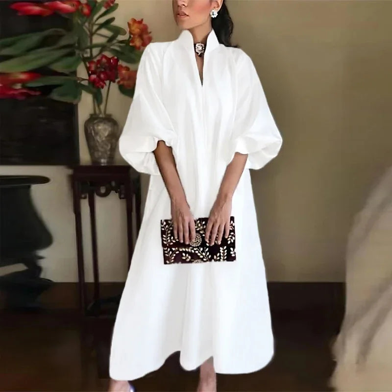 Robe Élégante à Manches Ballon | Chic Intemporel | Sophistication Sans Effort