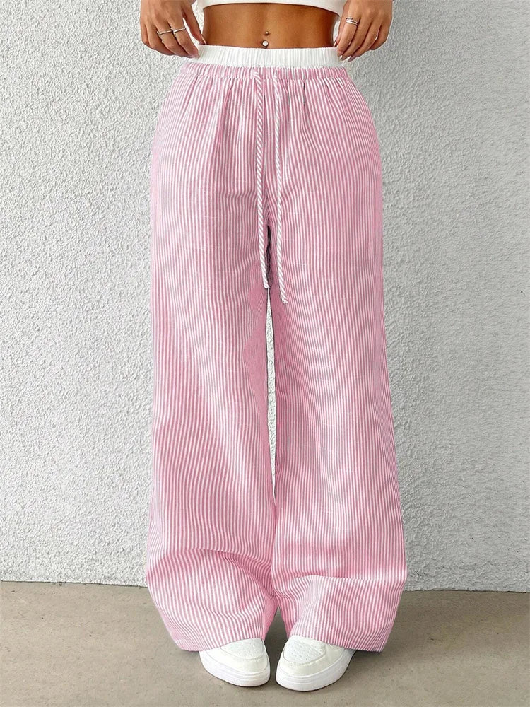 Pantalon Large Rayé | Léger & Stylé | Confort Sans Effort