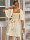 Robe Portefeuille à Manches Volantes | Élégance Légère | Parfaite pour Brunchs, Sorties & Été