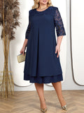 Robe Midi en Chiffon à Superpositions | Brodée | Élégante et Confortable