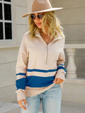 Pull zippé décontracté | Maille douce | Détail contrastant | Style quotidien
