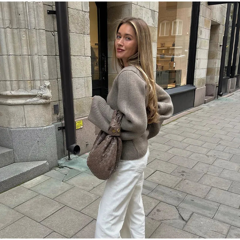 Gilet en Maille Côtelée | Taupe | Doux et Élégant