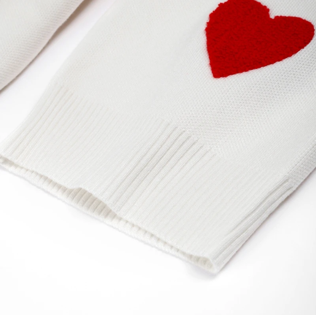 Pull Tricoté Cœur Brodé | Douillet & Mignon | Touche Romantique et Joyeuse