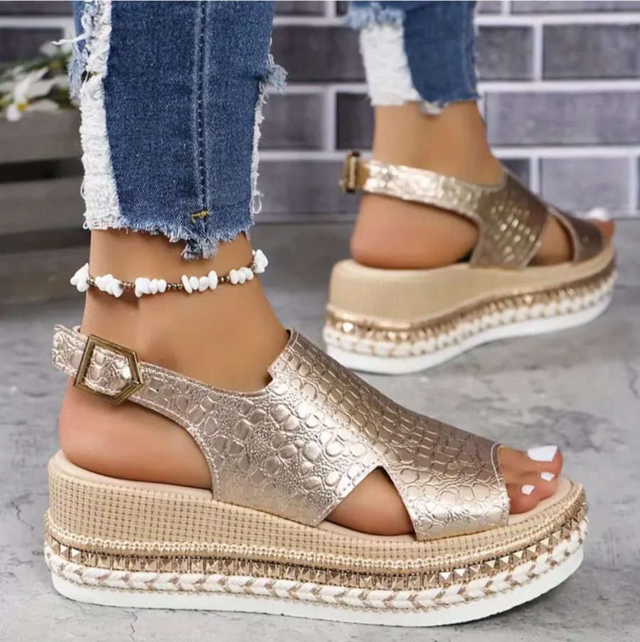 Sandales Compensées Métalliques | Tendance | Confortables & Élégantes