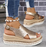 Sandales Compensées Métalliques | Tendance | Confortables & Élégantes