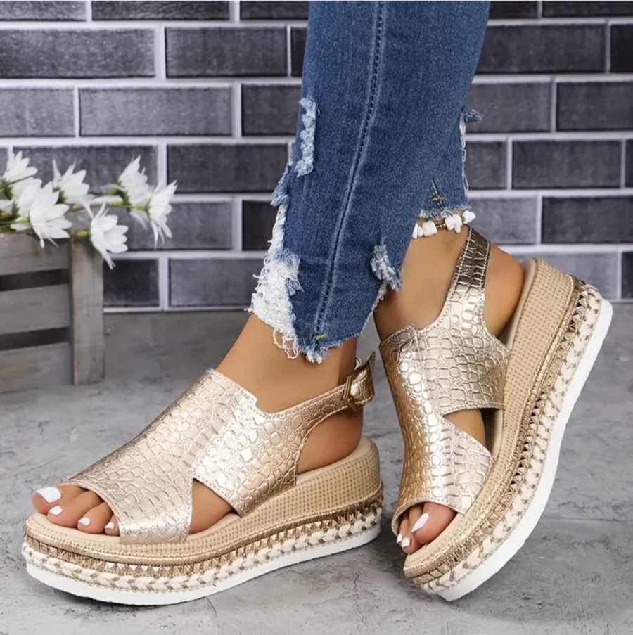 Sandales Compensées Métalliques | Tendance | Confortables & Élégantes