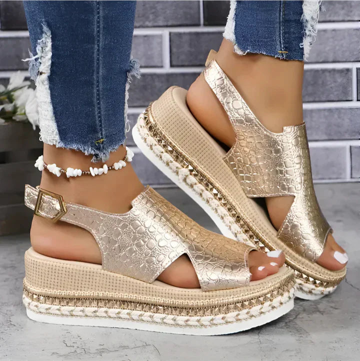 Sandales Compensées Métalliques | Tendance | Confortables & Élégantes