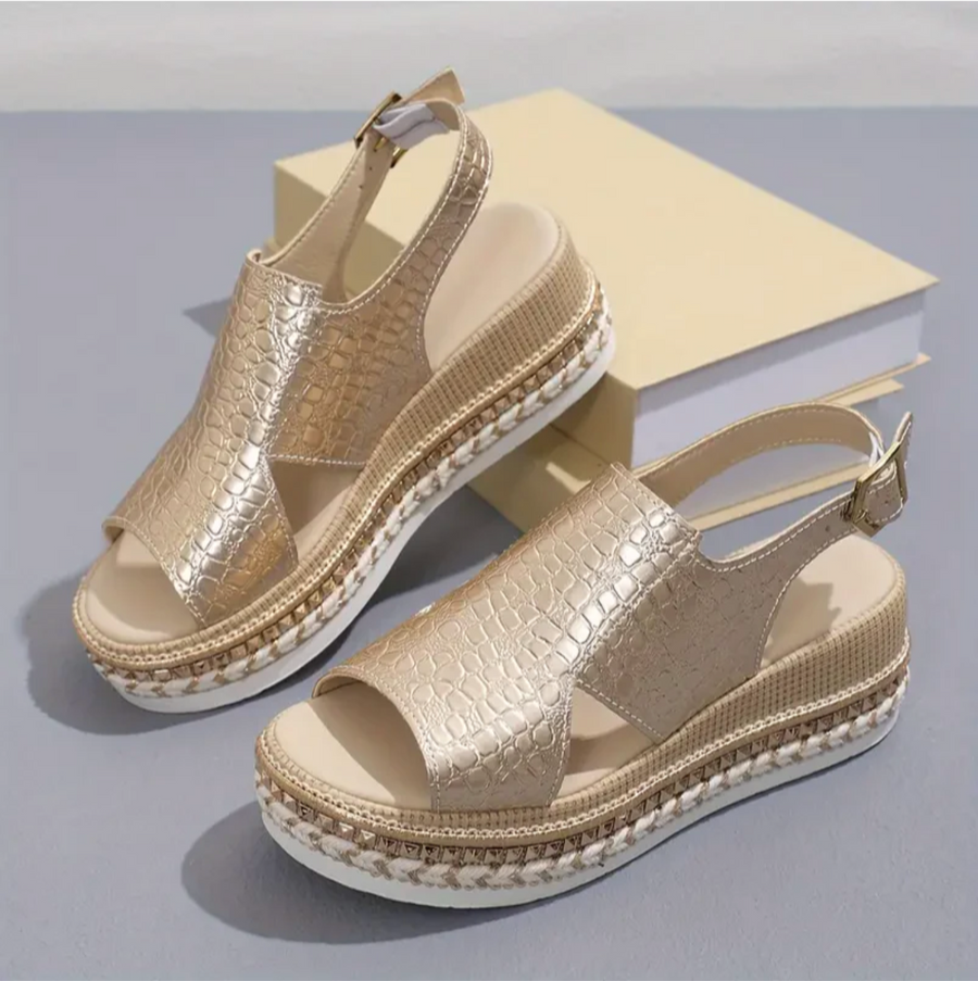 Sandales Compensées Métalliques | Tendance | Confortables & Élégantes