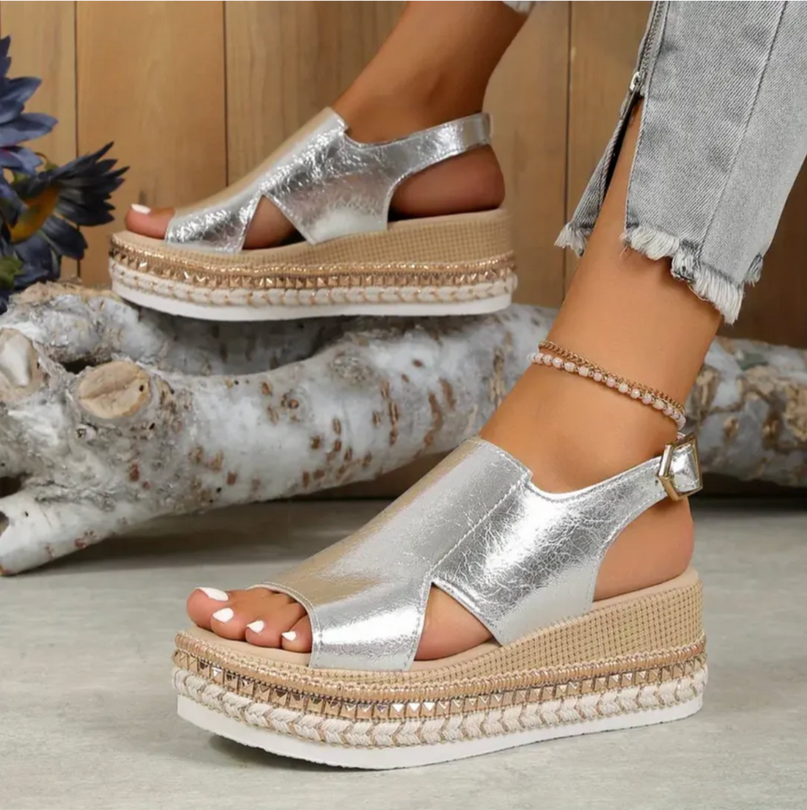 Sandales Compensées Métalliques | Tendance | Confortables & Élégantes