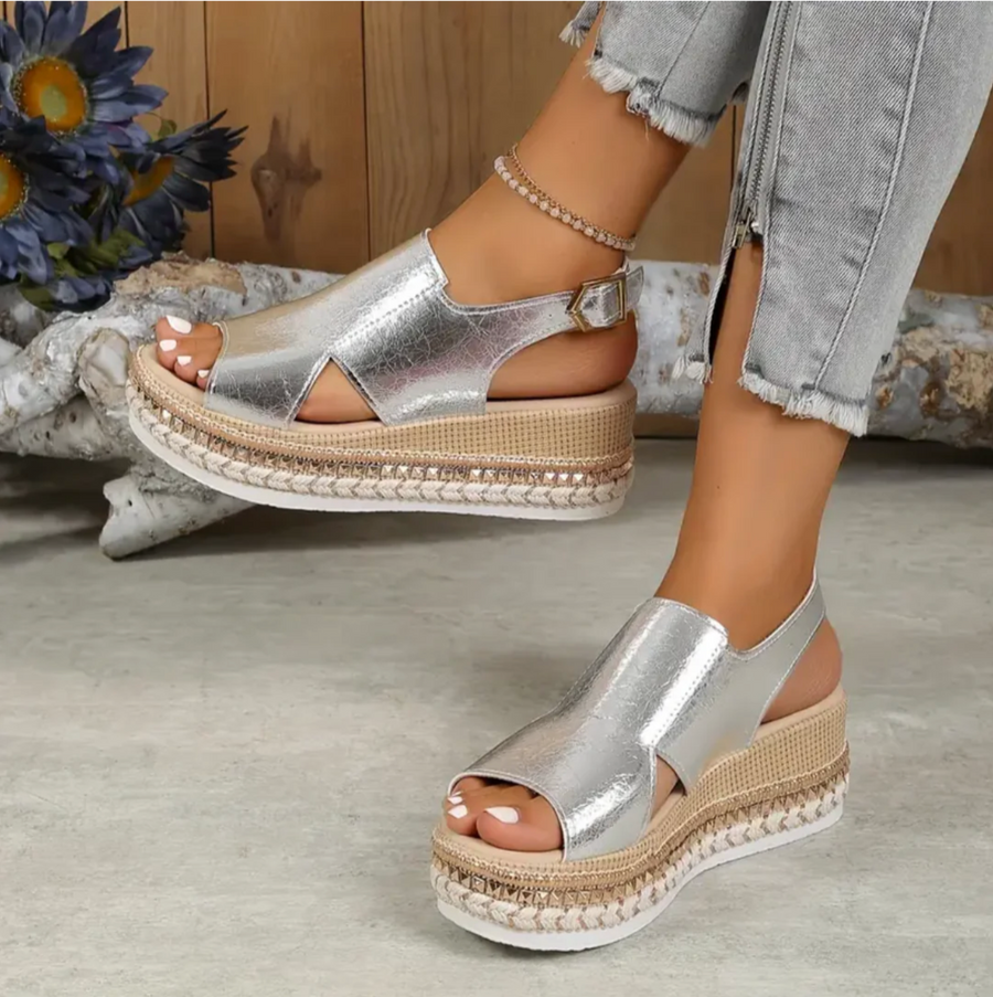 Sandales Compensées Métalliques | Tendance | Confortables & Élégantes