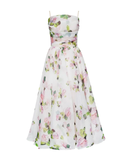Robe Midi Fleurie en Organza | Romance Aérienne | Élégance Inoubliable
