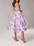 Robe Midi Fleurie en Organza | Romance Aérienne | Élégance Inoubliable
