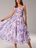 Robe Midi Fleurie en Organza | Romance Aérienne | Élégance Inoubliable