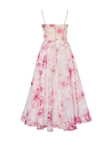Robe Midi Fleurie en Organza | Romance Aérienne | Élégance Inoubliable