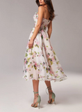 Robe Midi Fleurie en Organza | Romance Aérienne | Élégance Inoubliable
