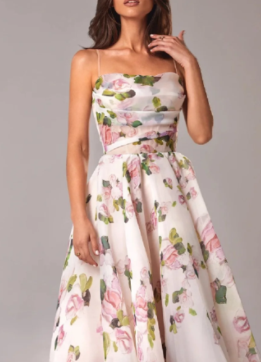 Robe Midi Fleurie en Organza | Romance Aérienne | Élégance Inoubliable