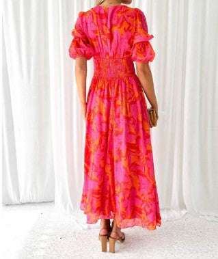 Robe Longue Fleurie | Manches Bouffantes | Légère et Fluide