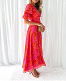 Robe Longue Fleurie | Manches Bouffantes | Légère et Fluide
