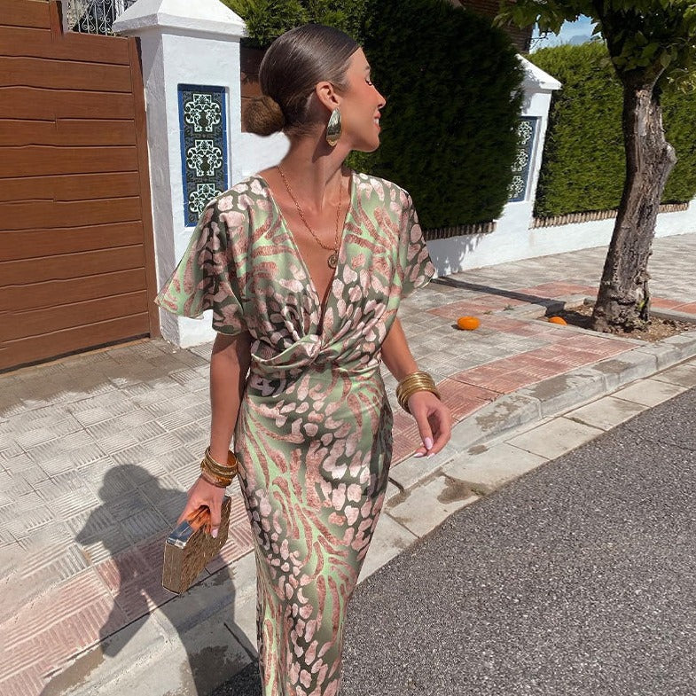 Robe Longue Portefeuille en Satin | Élégante | Chic & Sophistiquée