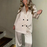 Ensemble Blazer en Satin | Double Boutonnage | Chic et Élégant