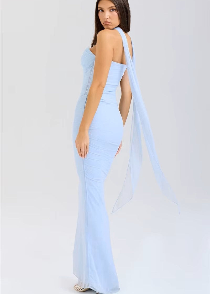 Robe Longue Froncée Sans Bretelles | Élégante | Ajustée & Sophistiquée