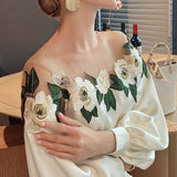 Blouse Épaules Dénudées Brodée | Élégante | Féminine & Chic
