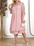 Robe Midi en Chiffon à Superpositions | Brodée | Élégante et Confortable