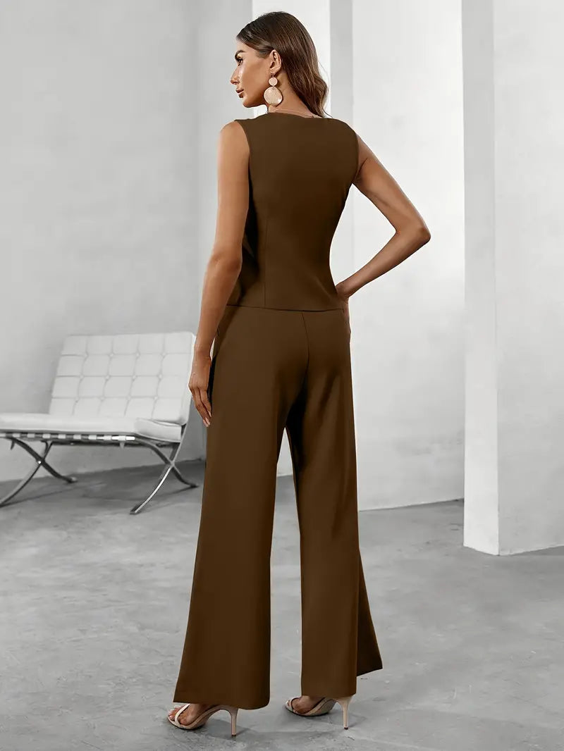 Ensemble Tailleur Gilet Pantalon | Coupe Épurée | Chic Sans Effort