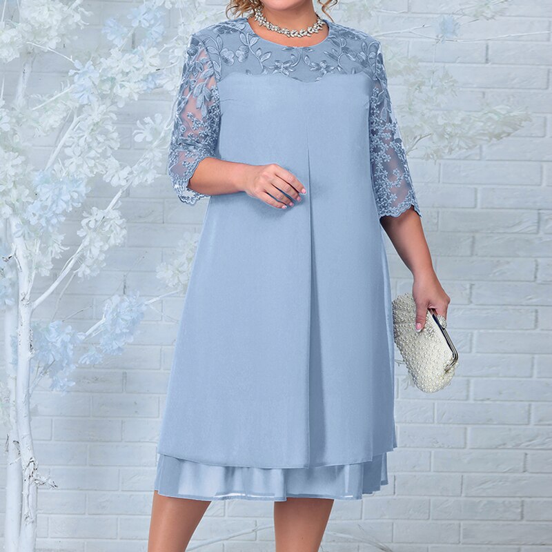 Robe Midi en Chiffon à Superpositions | Brodée | Élégante et Confortable