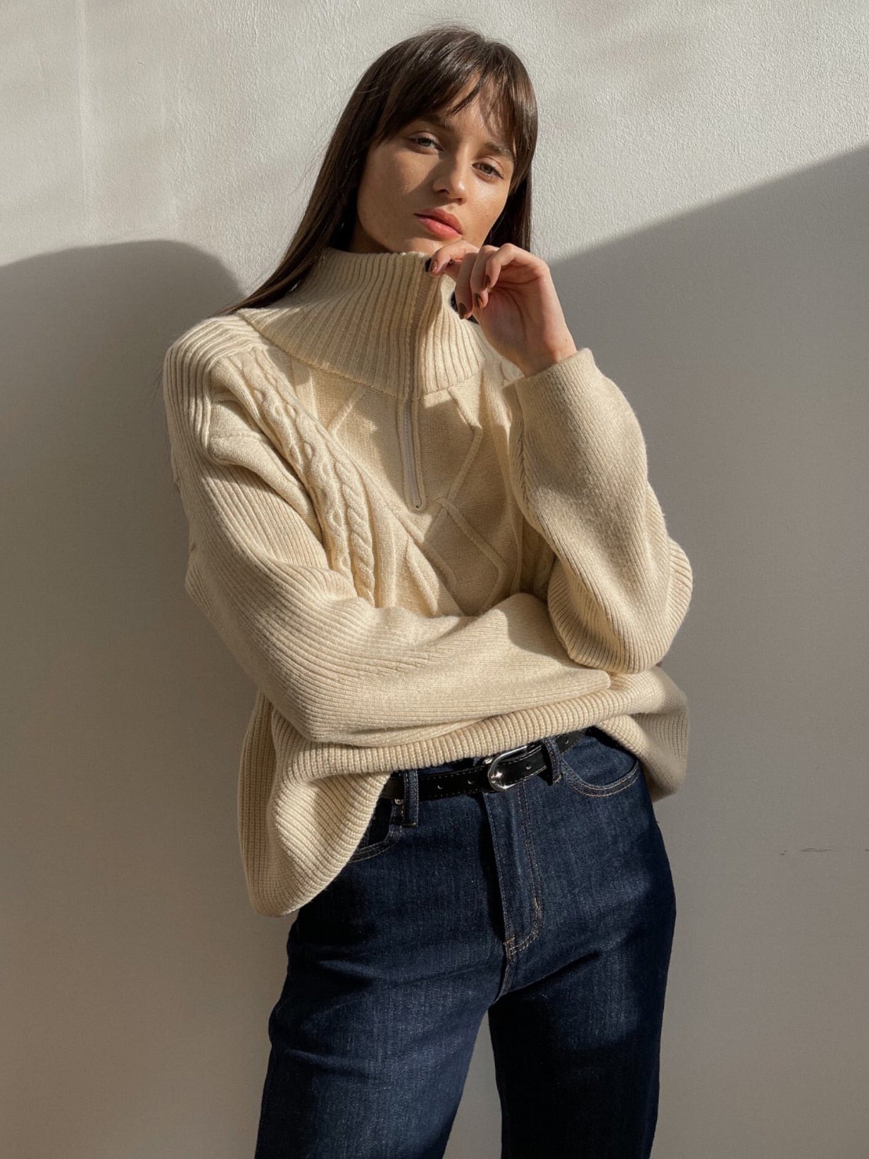 Pull en Maille Zippé | Chaleur Texturée | Confort Quotidien avec Détails Subtils