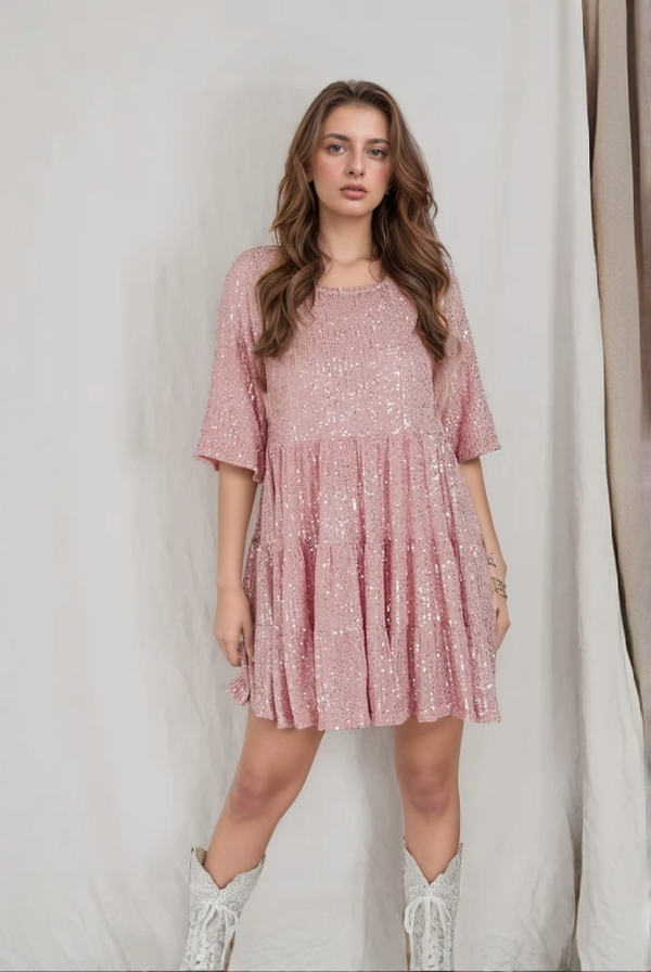 Robe Babydoll à Paillettes | Légère & Scintillante | Look de Fête Irrésistible