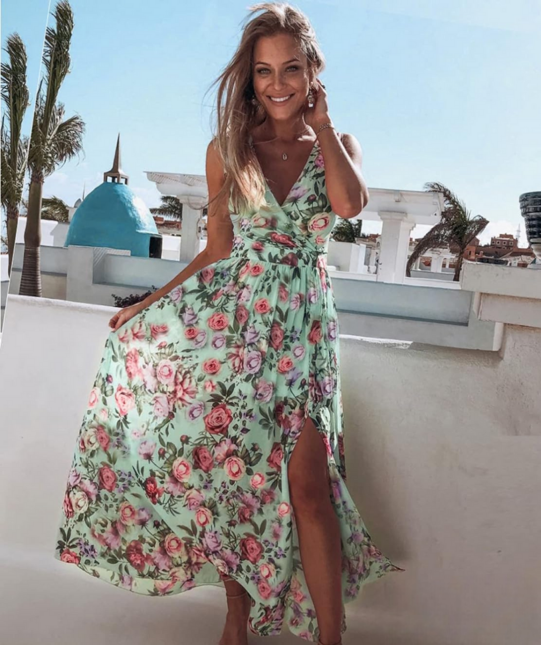 Robe Longue en Mousseline Fleurie | Romantique & Fluide | Idéale pour les Évasions d’Été