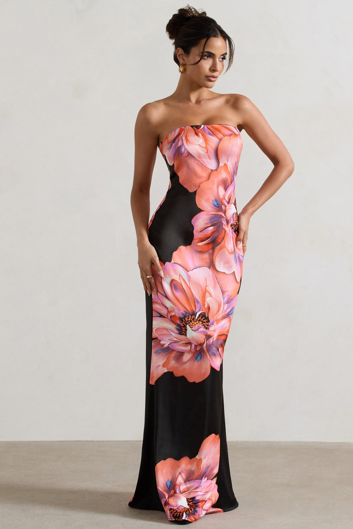 Robe Longue Satinée Fleurie | Élégante | Chic et Fluide
