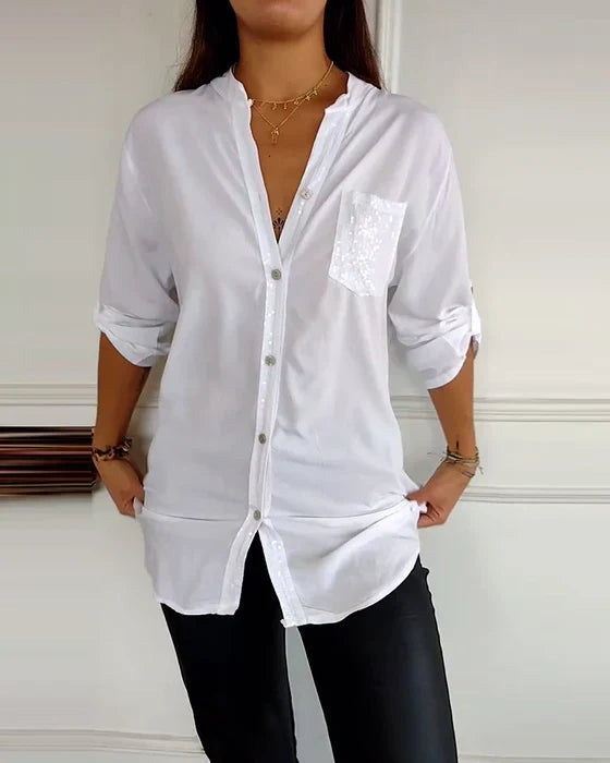 Chemise Poche à Paillettes | Légère | Style Chic au Quotidien