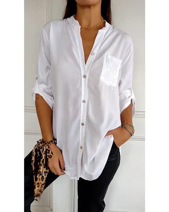 Chemise Poche à Paillettes | Légère | Style Chic au Quotidien