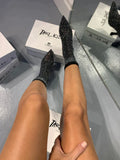 Bottines Chaussettes à Strass | Bout Pointu & Talon Aiguille | Scintillantes & Élancées