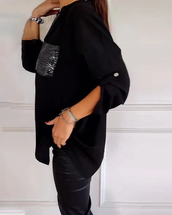 Chemise Poche à Paillettes | Légère | Style Chic au Quotidien