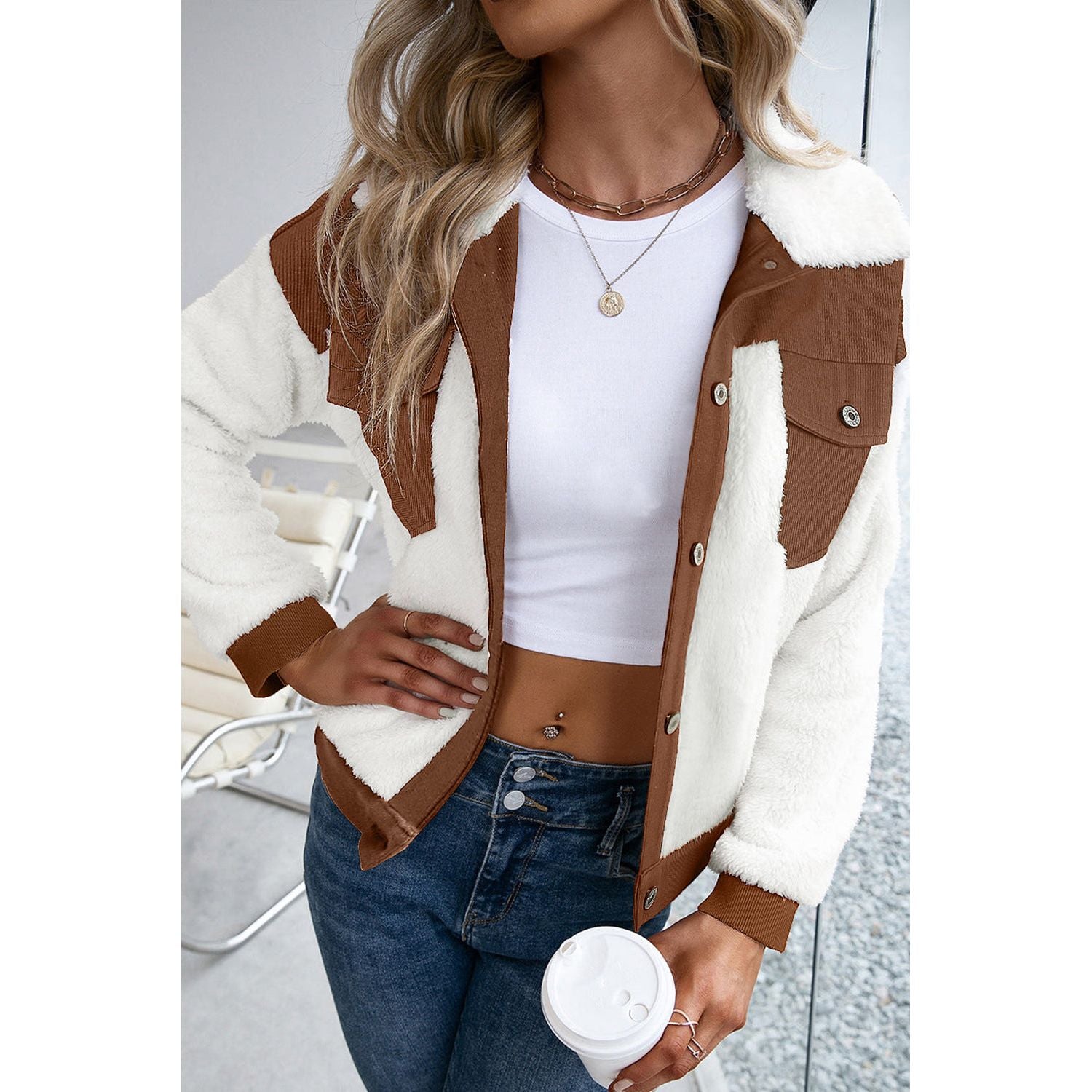 Veste en Sherpa et Velours | Contrastée | Chaude et Tendance
