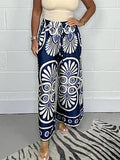 Pantalon Large en Satin | Imprimé Abstrait | Look Estival Élégant