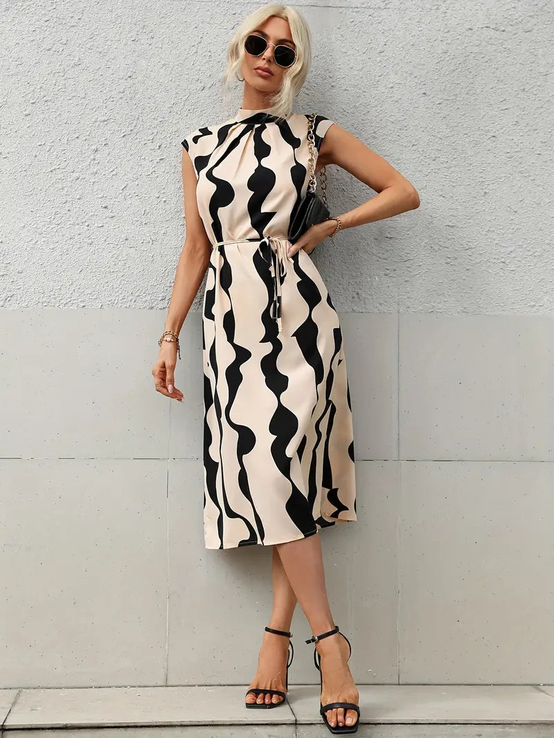Robe Midi Imprimé Abstrait | Élégante | Moderne et Chic